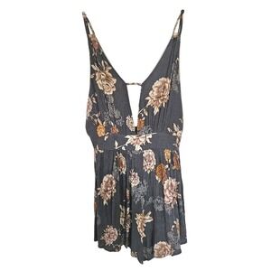 Akira Chicago Flowy Floral Keyhole V-neck Rayon Romper